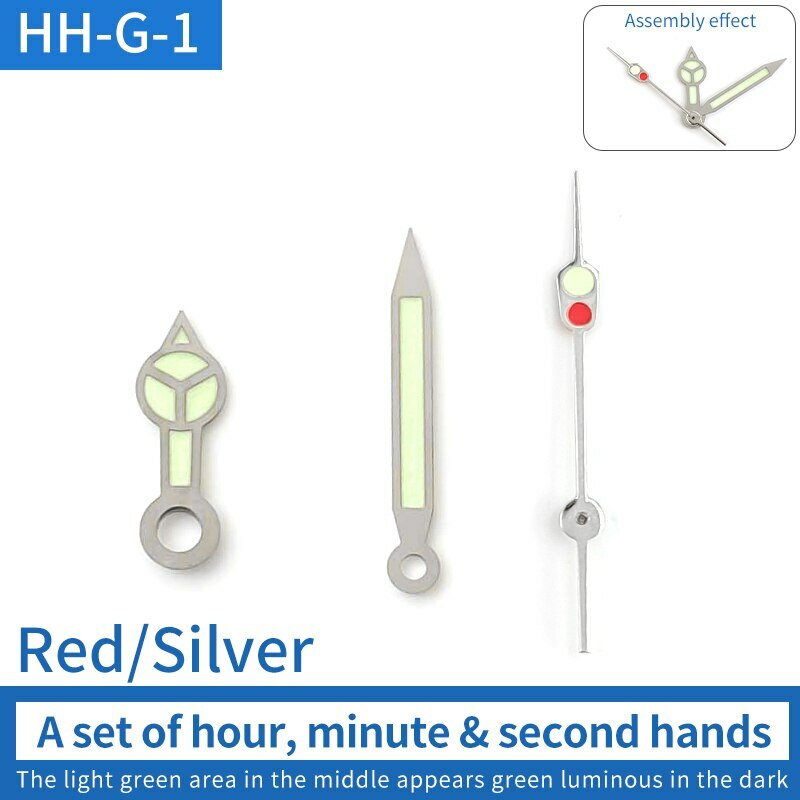 Aiguilles de montre lumineuses vertes adaptées au mouvement NH15 NH36 SKX007 SKX009