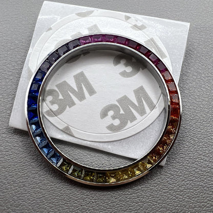 Imitationsdiamant Schmuckstein Lünette 39mm Silber für VK63 Uhrwerk