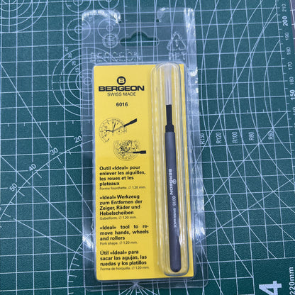 Bergeon 6016 watch hand and movement wheel remover tool for precise watch repairs.