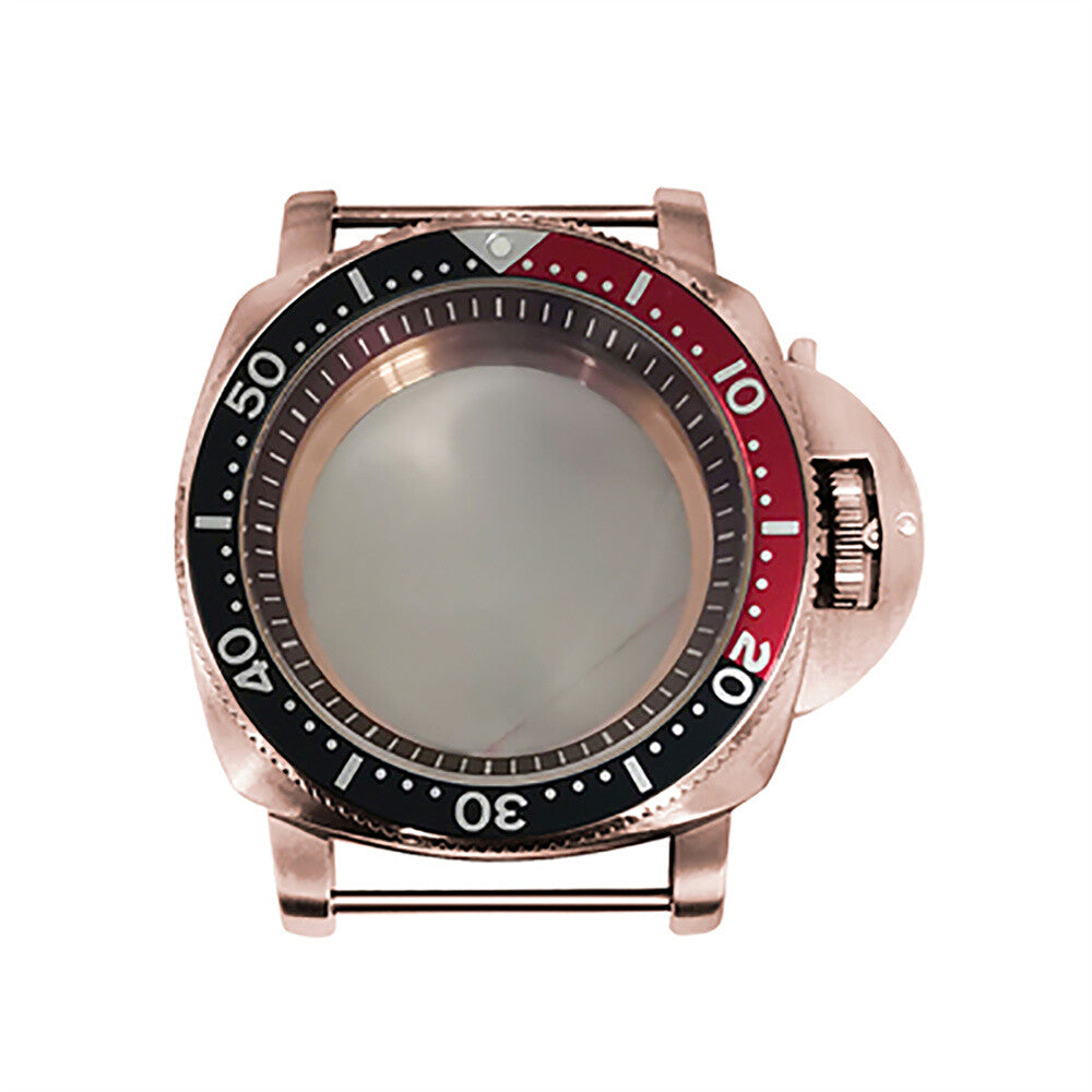 42 mm Mineralspiegel PVD Stahl Roségold Uhrengehäuse für NH35/NH36/4R/7S 