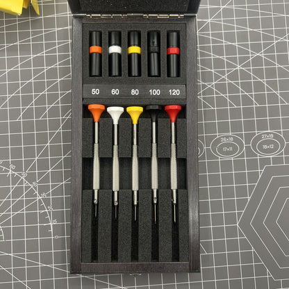 Swiss Bergeon ergonomic set of 5 precision screwdrivers for watch repairs and accessories.