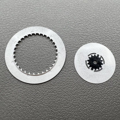 Black Arabic and English date and week wheel for NH36 movement, crown at 3 o'clock.