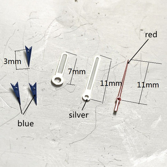 Aiguilles de montre rouges de 11 mm avec garniture argentée pour Miyota OS10 OS20 OS22 OS60 OS80