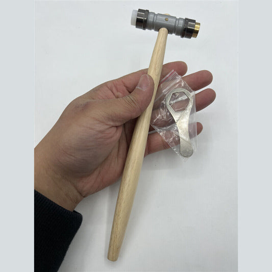 Bergeon 30417 watchmaker hammer with replaceable brass and synthetic ends for precision repairs.