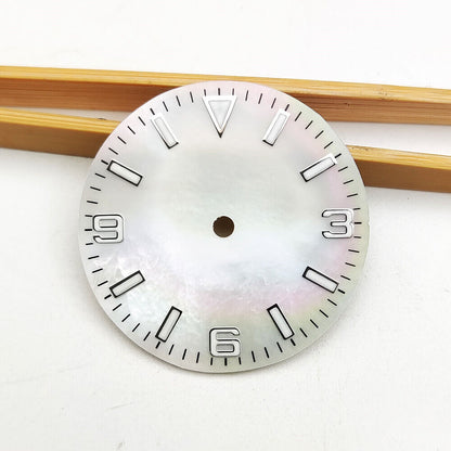 28.5mm Green lume numeral watch dial, compatible with NH35 4R35 automatic movement.