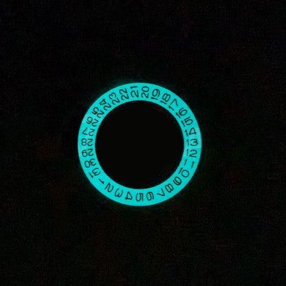 Blue lume date disk wheel for NH35 watch movement, date display at 3 o'clock, precise fit.