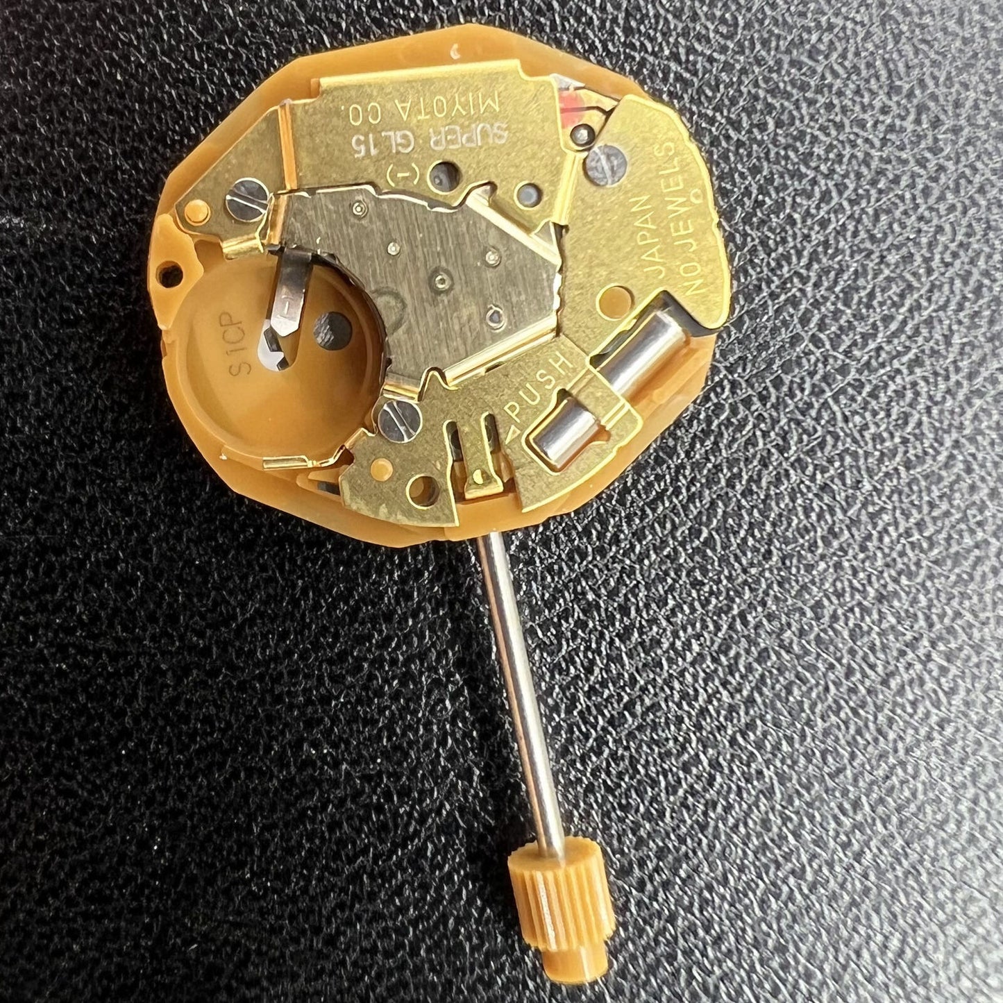 Miyota GL15 Japan quartz watch movement with date display at 6 o?clock, precision engineered by Miyota.