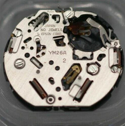Hattori Epson YM26A quartz movement showcasing precise Japanese craftsmanship for accurate watch performance