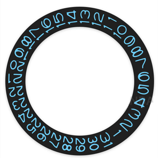 Disque de date à fond noir et caractères bleus pour Seiko NH35 NH36