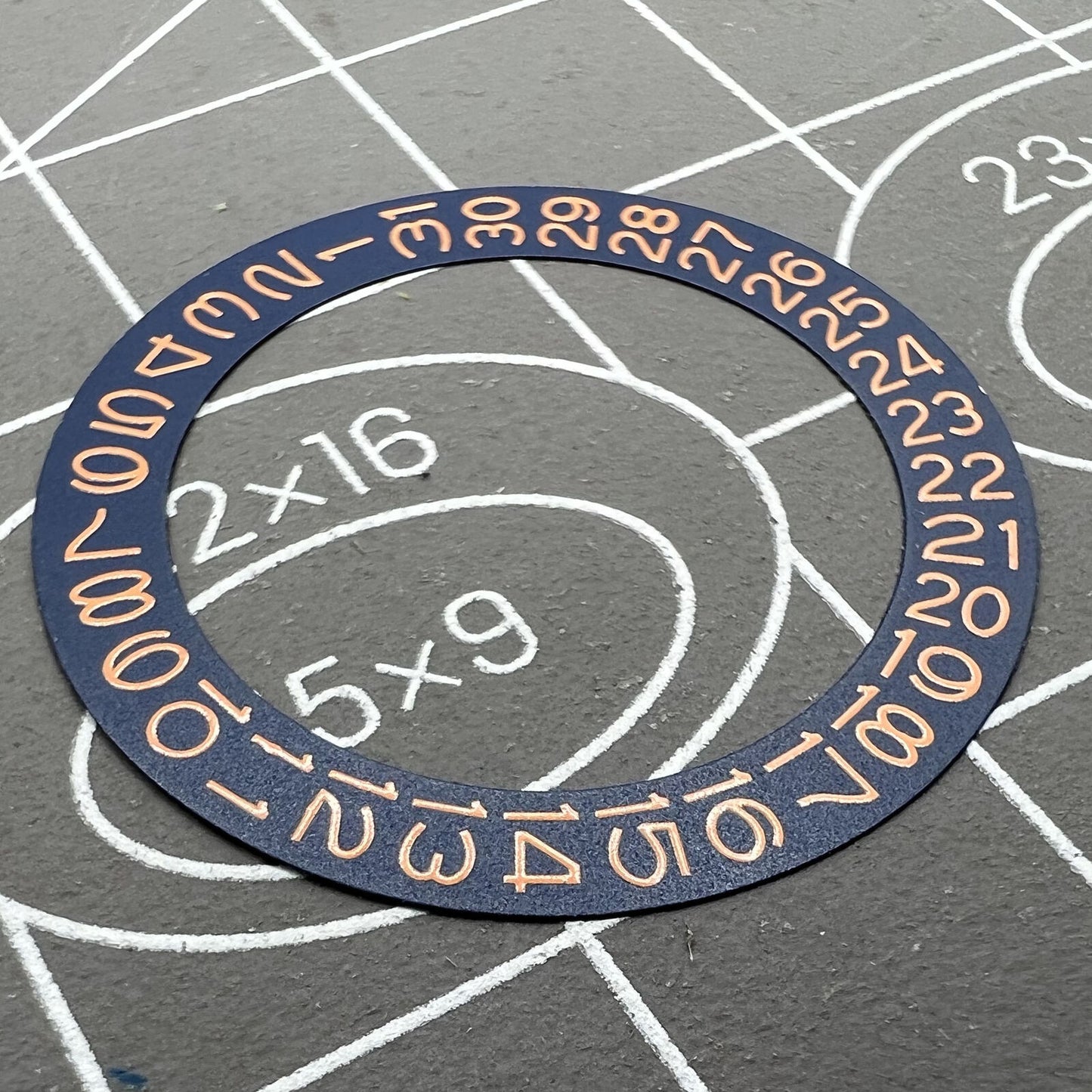 Denim blue background with tangerine orange font disk date wheel for Miyota NH35 NH36 watch accessories.