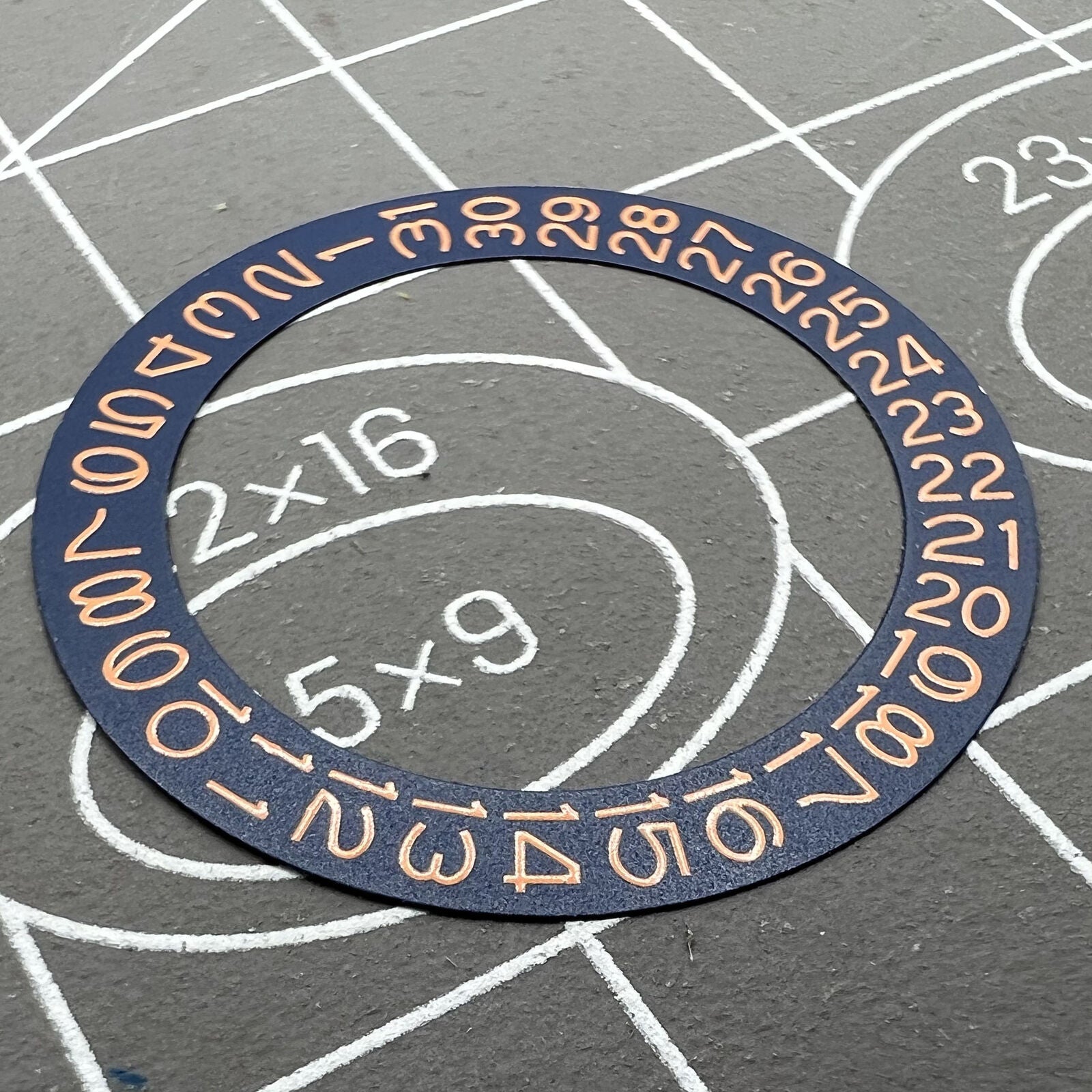 Denim blue background with tangerine orange font disk date wheel for Miyota NH35 NH36 watch accessories.