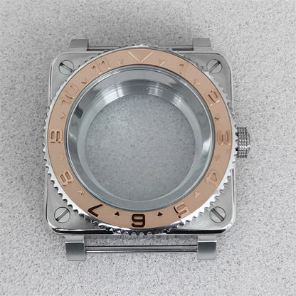 Watch Case 42mm S/S Sapphire Glass Square Watch Case for NH35/NH36/4R/7S