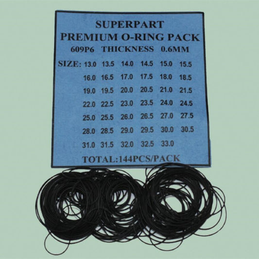 0.6mm Thickness 40 Sizes 144pcs Waterproof O Ring Kit Watch Back Gasket Washers