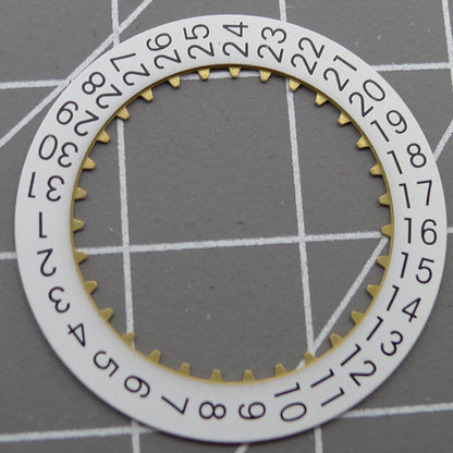 White date wheel for China Made/ETA 7750 watch movement, showing date at 3 o'clock position.