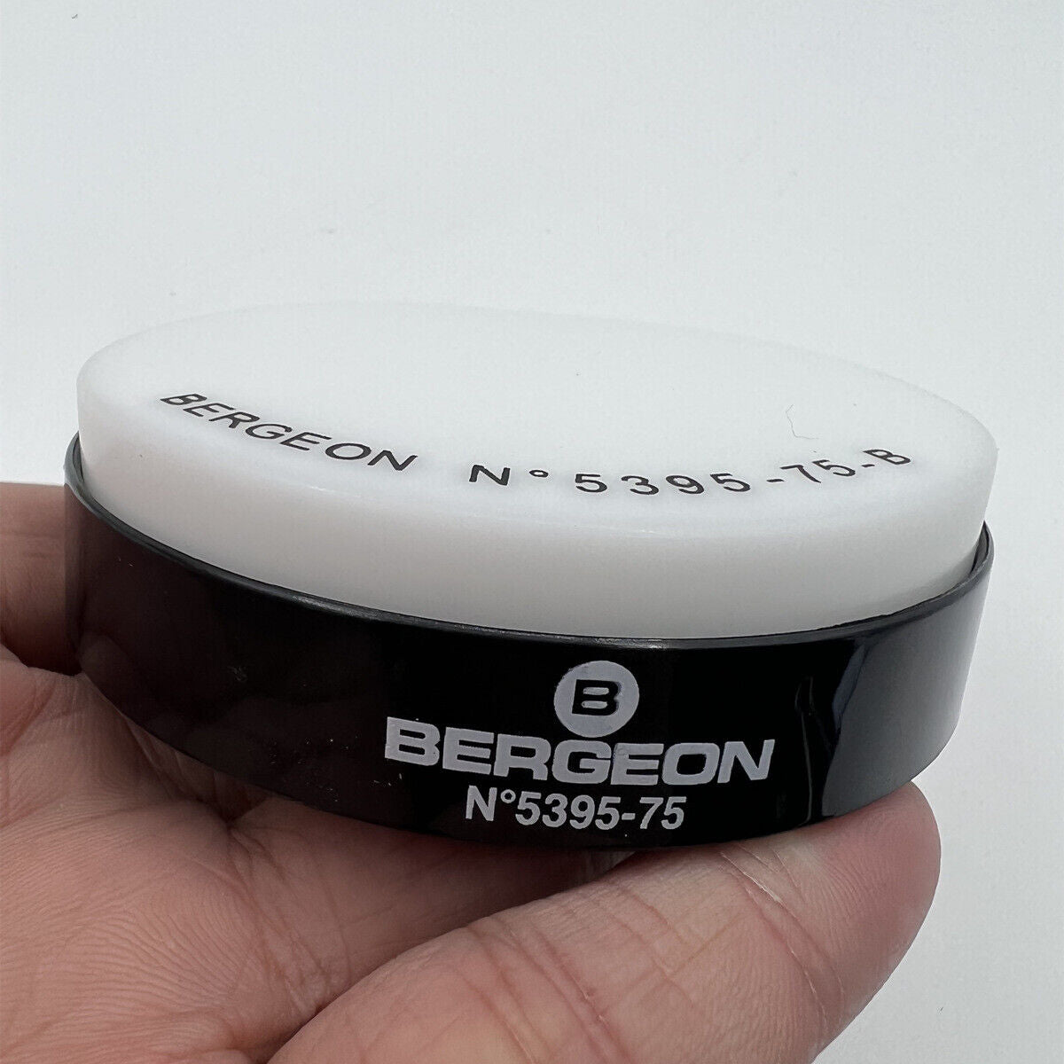 Bergeon 5395-75-B white gel watch case cushion, 75mm, protects watch during repairs and assembly.