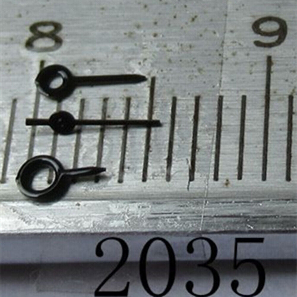Black polished 4.5mm needle watch hand for Miyota 2035 series, sleek accessory detail.