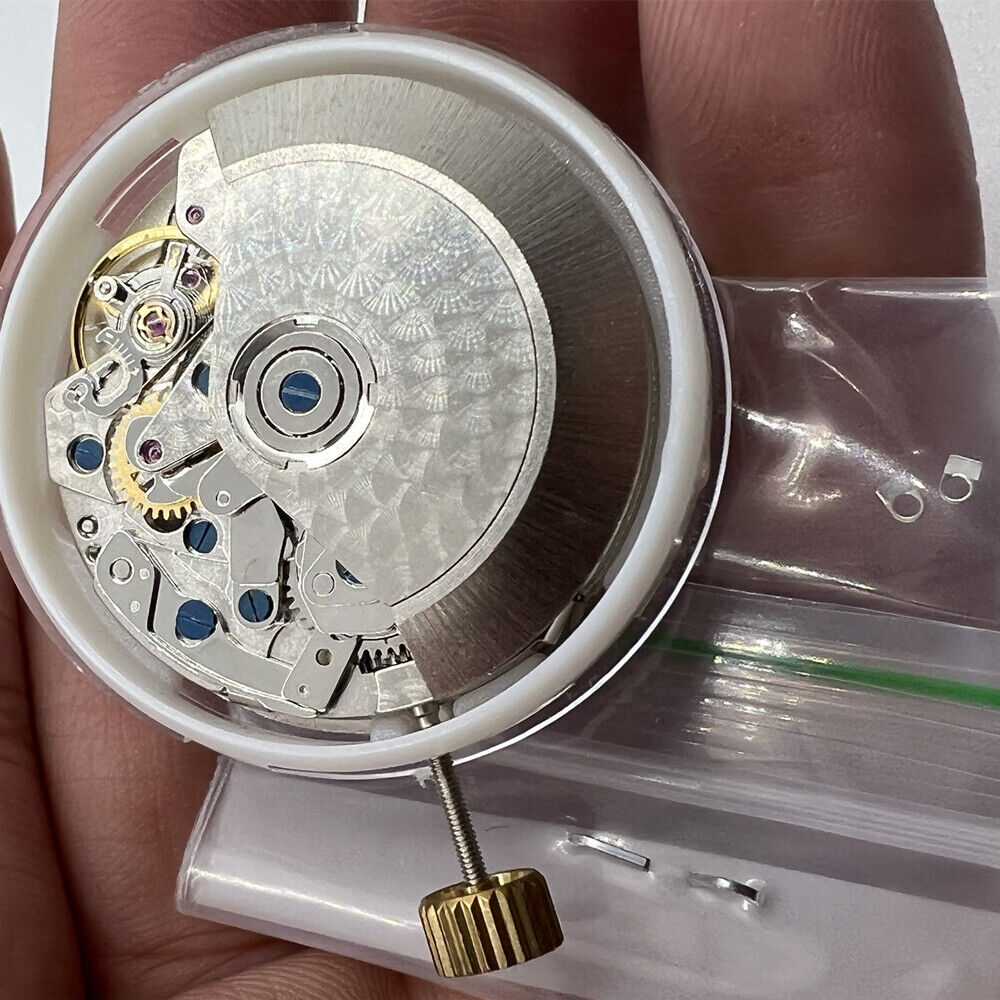 ETA Asian 7750 chronograph watch movement with black dial, calendar at 4:30, and subdial at 9.