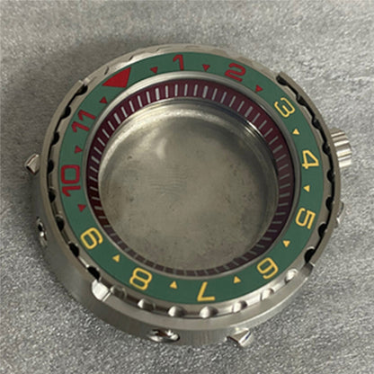 45MM stainless steel watch case with mineral glass, compatible with NH35/36 movements, durable and stylish accessory.