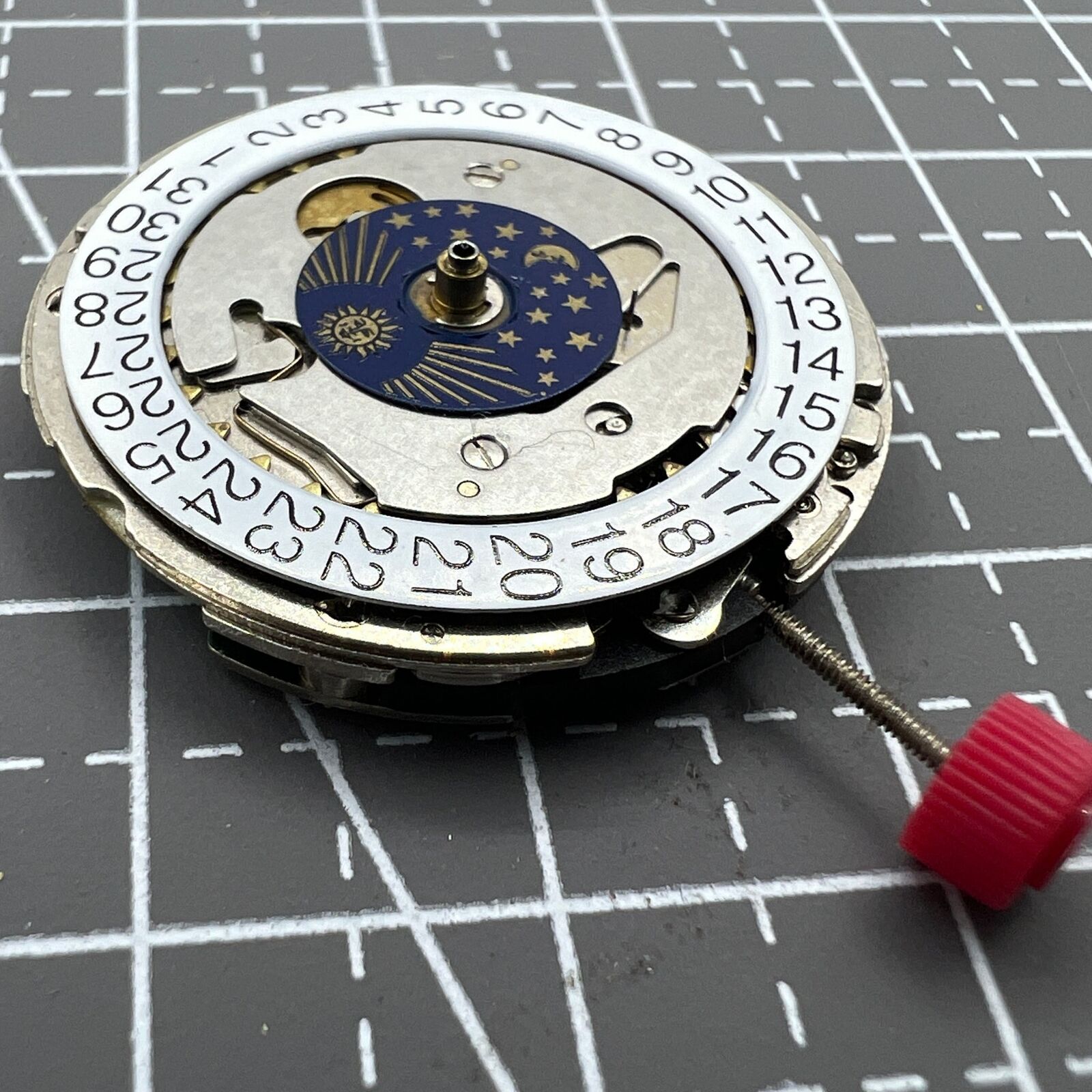 ISA 1198 Swiss Quartz Moon Phase watch movement repair part for precise timekeeping.