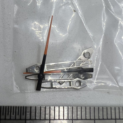 Silver hollow arrow 13mm watch hands with silver trim, compatible with Miyota 2315, 2035, 2036, 2115, 2305 movements.