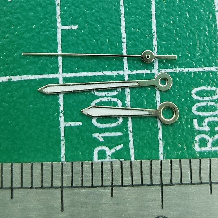 Silver 13mm watch hands with trim, compatible with Miyota 2315-2305 movements.