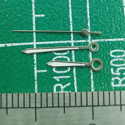 Silver 13mm watch hands with trim, compatible with Miyota 2315-2305 movements.