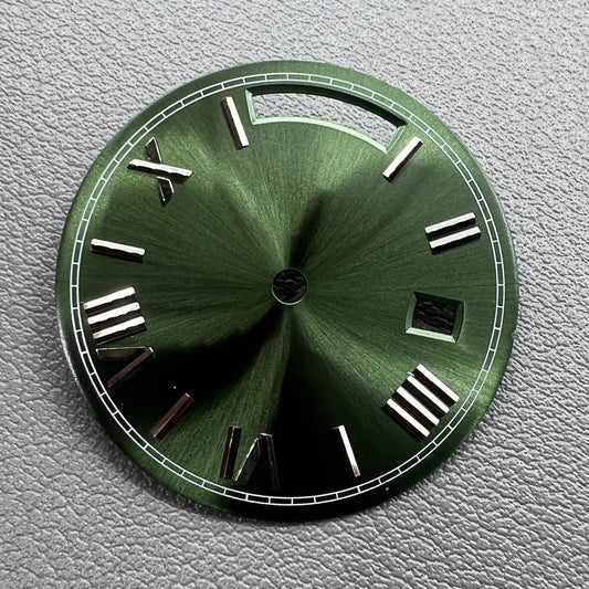 28.5mm No Lume Silver Nail Army Green Watch Dial for Movement Seagull ST1644