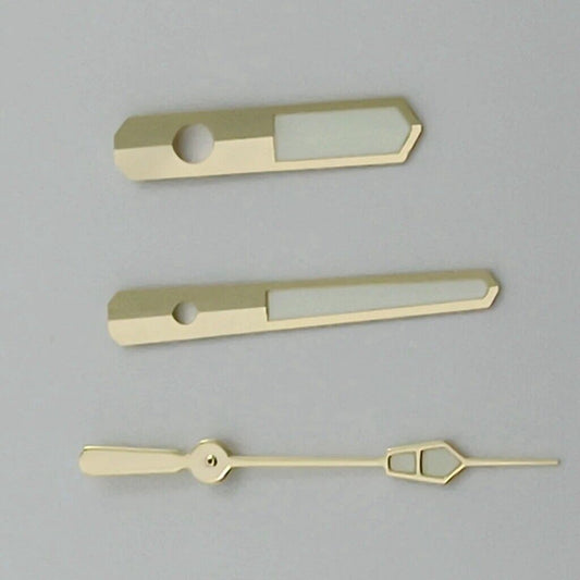 Aiguilles de montre luminescentes vertes à bordure dorée de 12,5 mm pour mouvement NH35, NH36, 7S26 et 7S36