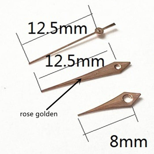 Aiguilles de montre 12,5 mm avec finition or rose pour Miyota 2315 2035 2036 2115 2305 2005