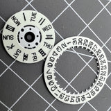 Chinese Font Blue Lume White Date Disk Wheel Week Wheel for Movement NH36 3/3.8