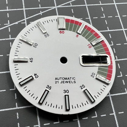 Grünes Leuchtendes Zifferblatt 28.5mm Weiß Rot für NH36 4R36 Uhrwerk Ersatz