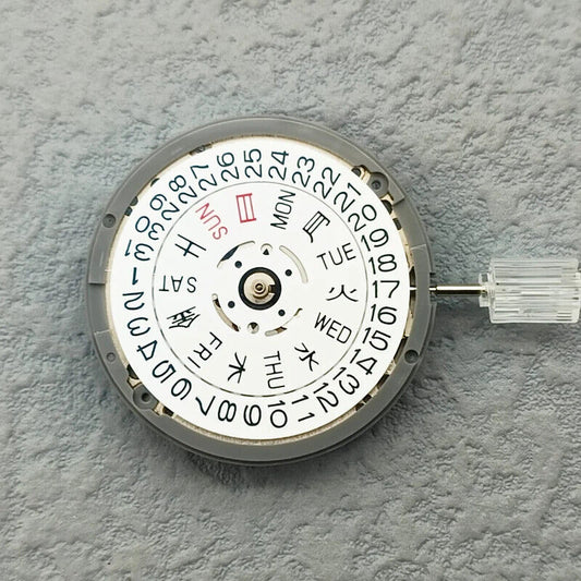 In Japan hergestelltes NH36-Automatikwerk mit japanischem Datumszifferblatt und Krone bei 3,8/3