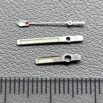 16mm Abalone hands set with green C3 lume and silver trim for NH36 NH35 movement by 6105.