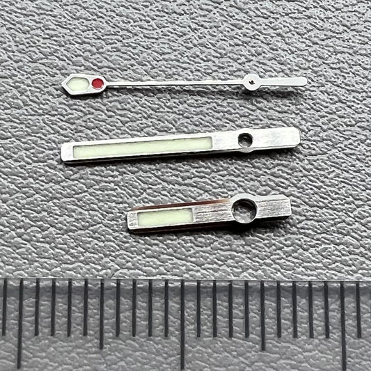 16mm Abalone hands set with green C3 lume and silver trim for NH36 NH35 movement by 6105.