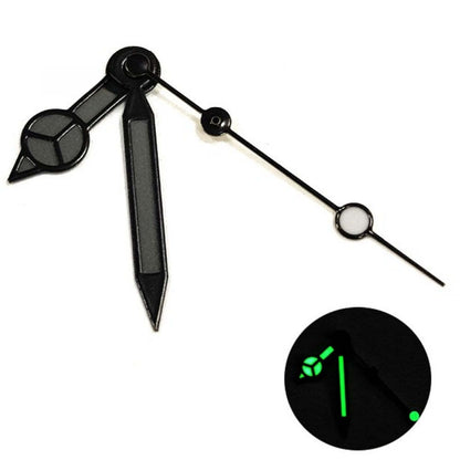 Set of 2 black matte trim second hands with black lume for NH35/36 watches.