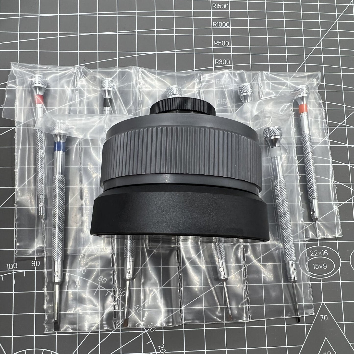 Bergeon 5970 Swiss Made rotating tool with 9 precision screwdrivers for detailed watch repairs.