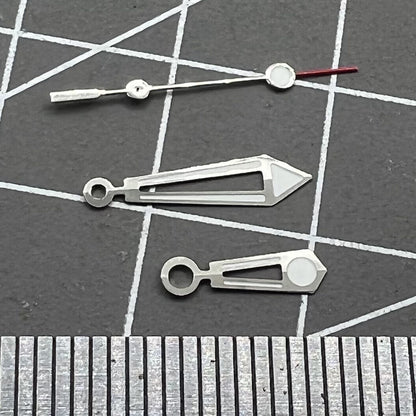 Green luminous pointed hollow silver-trimmed 13mm Miyota watch hands for NH35, NH36, NH38 models.