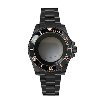Boîtier de montre 40 mm avec bracelet en acier inoxydable noir PVD et verre saphir pour NH35/NH36 