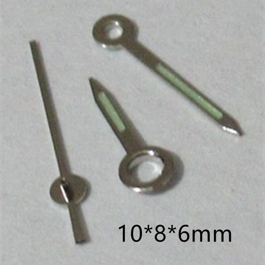 Aiguilles de montre lumineuses vertes avec garniture argentée de 10 mm pour Miyota 2035 2115 2105 2305