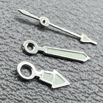 2 Sätze/Packung leuchtende Uhrzeiger mit silbernem Rand für Miyota 2035 Uhrwerk Nr. 1523
