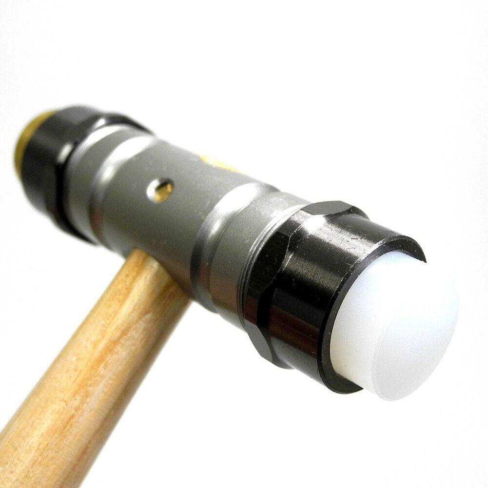 Swiss Bergeon 30417 hammer with replaceable brass and synthetic ends for delicate watch repairs.