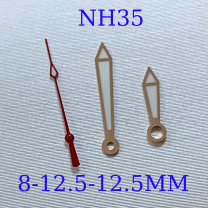 Green luminous watch hands set for NH35A/NH36A/4R36 movement, sizes 8/12.5/12.5mm by B11 brand.