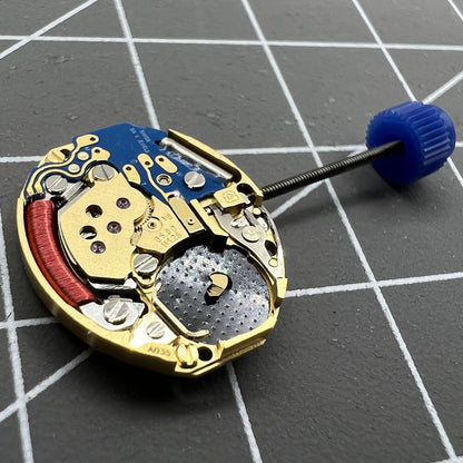 Swiss Made ETA E03.001 quartz watch movement with 2 hands, precise timekeeping by ETA for watch repairs.
