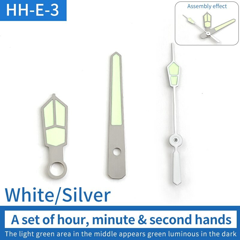 Aiguilles de montre lumineuses vertes adaptées au mouvement NH15 NH36 SKX007 SKX009