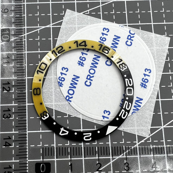 38mm Ceramic Slope GMT Black+Yellow Watch Bezel Ring for SUB 007 Watch