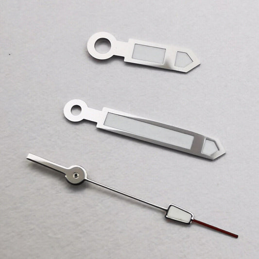 Aiguilles de montre pointues avec garniture argentée pour secondes, adaptées au mouvement NH35 NH36 