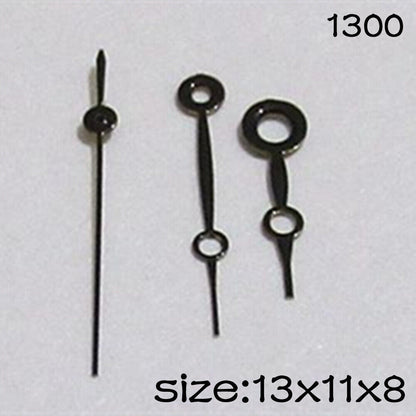Black watch hands set by NO.1300 for Miyota 2035 movement, lengths 13mm, 11mm, 8mm.