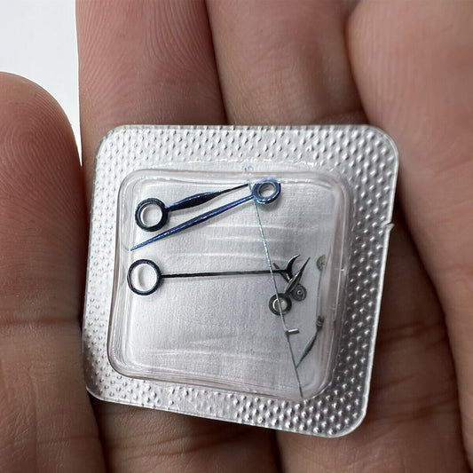 Blue polished non-luminous watch hands for ETA 7750 7751 movement replacement, precision fit.