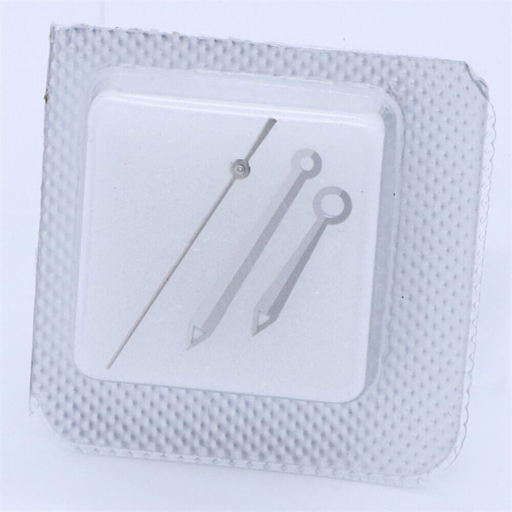Golden and silver arrow-shaped watch hands set, three pieces, compatible with ETA2834 and T038 movements.