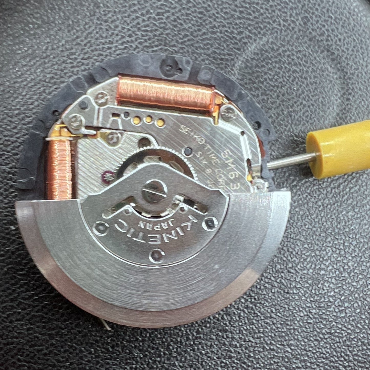 Seiko 5M63A quartz watch movement, precision Japan model for reliable timekeeping.